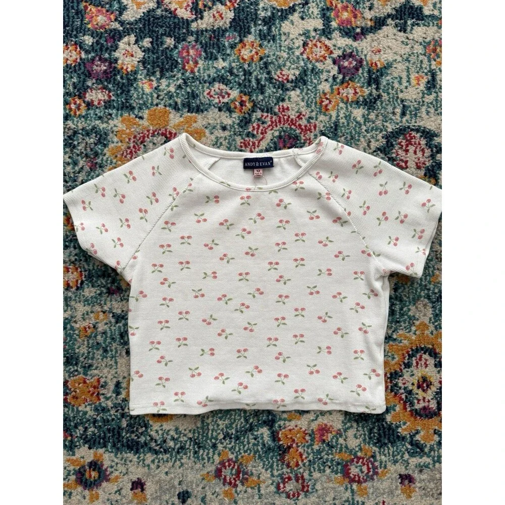 Andy and Evan Girls Cherry Short Sleeve‎ T-shirt Size 12
